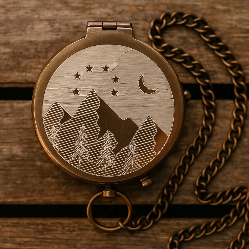 Personalized Engraved Compass Gift: Custom Working Vintage Antique Brass Pocket