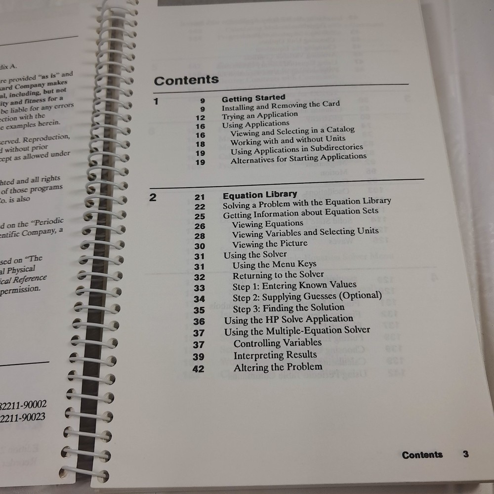 HEWLETT PACKARD HP Solve Equation Library Application Card Owner's Manual 8211A