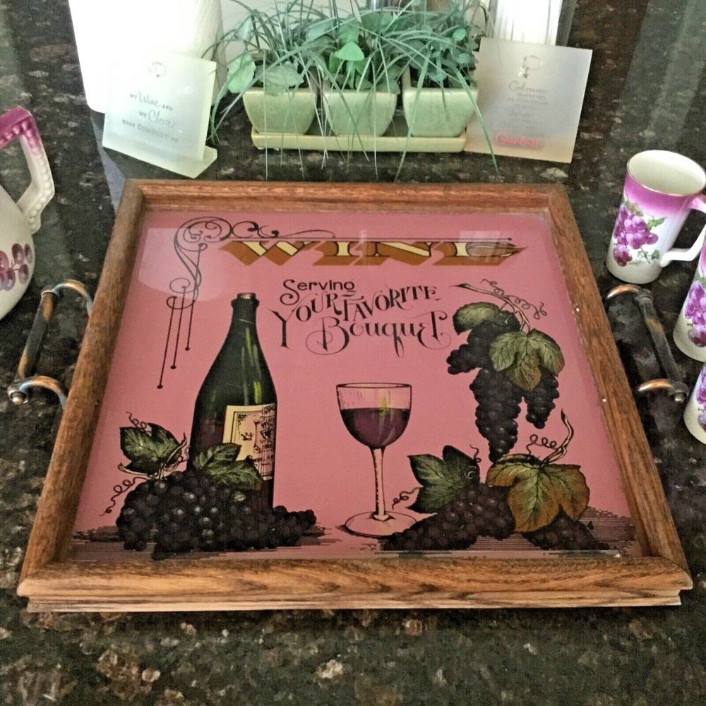 Vintage Wine/Cider Serving Set - Tray, Pitcher, 5 Mugs