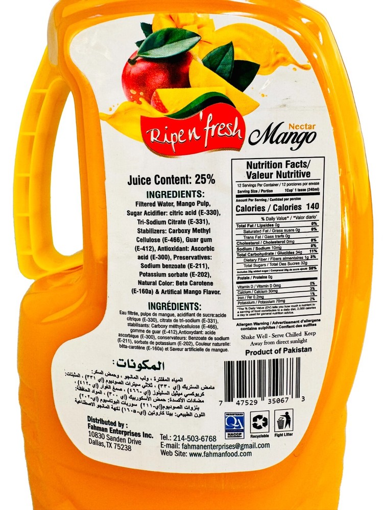 Ripe n' Fresh Mango Nectar Juice - 3 Liters