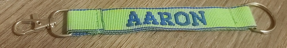 New Aaron Personalized Keychain Green and Blue