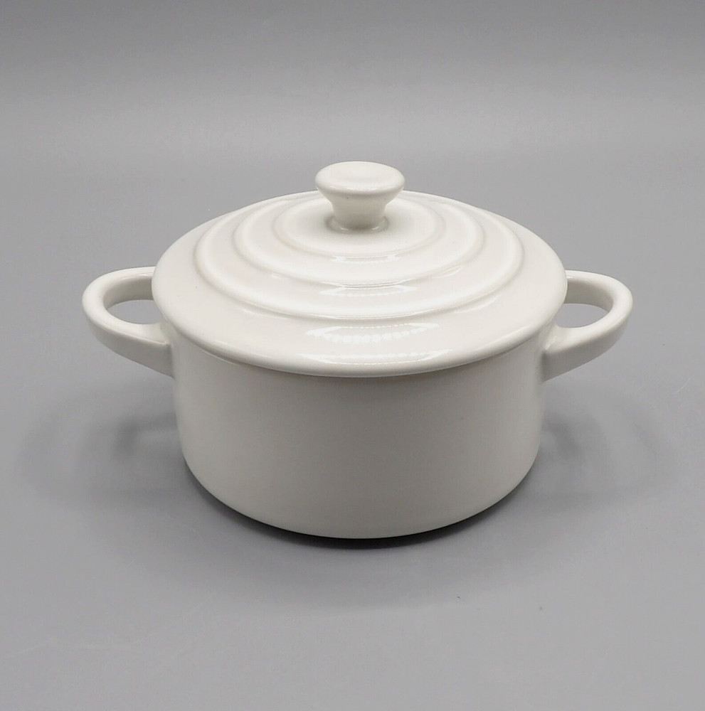 LE CREUSET WHITE 8 OZ MINI ROUND COCOTTE NEW