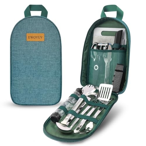 Camping Cooking Utensils Set- Camping Essentials Cookware Accessories Green
