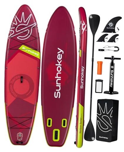 11'×34'' Extra Wide Inflatable Paddle Board with Seam Welded Crimson Ruby