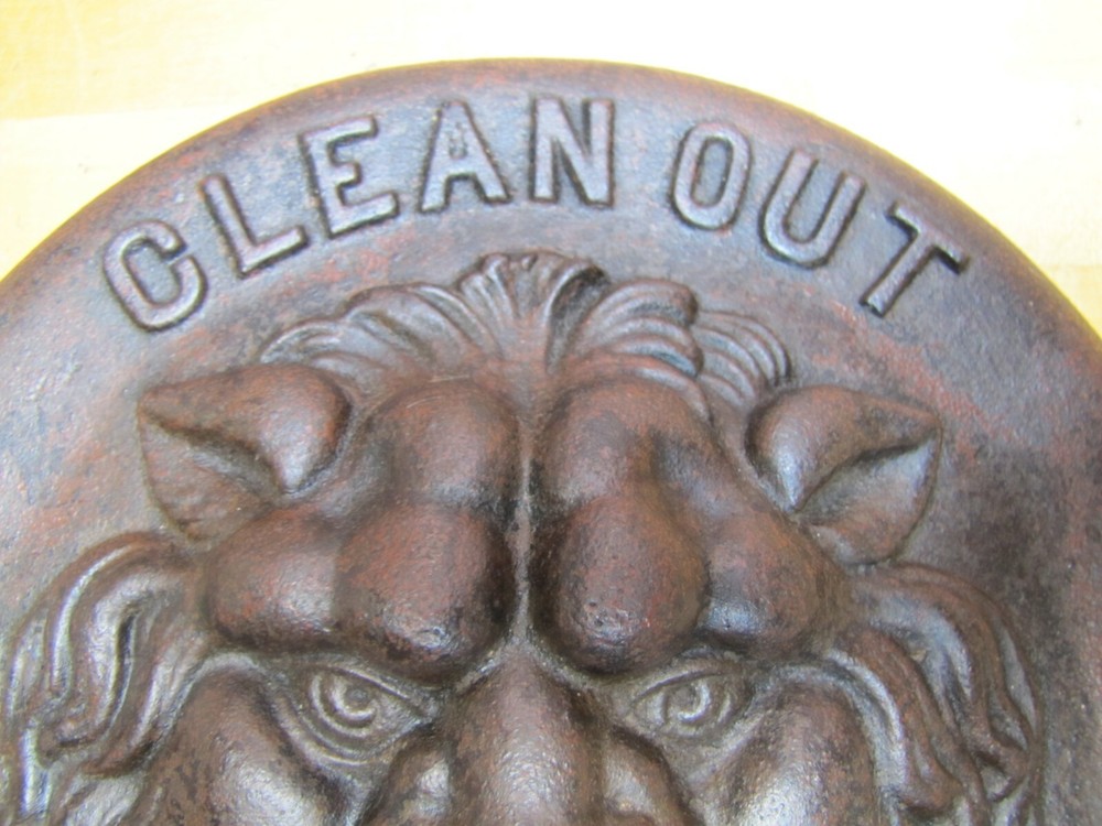 LIONS HEAD BEAST CLEAN OUT Antique Cast Iron Architectural Hardware Element