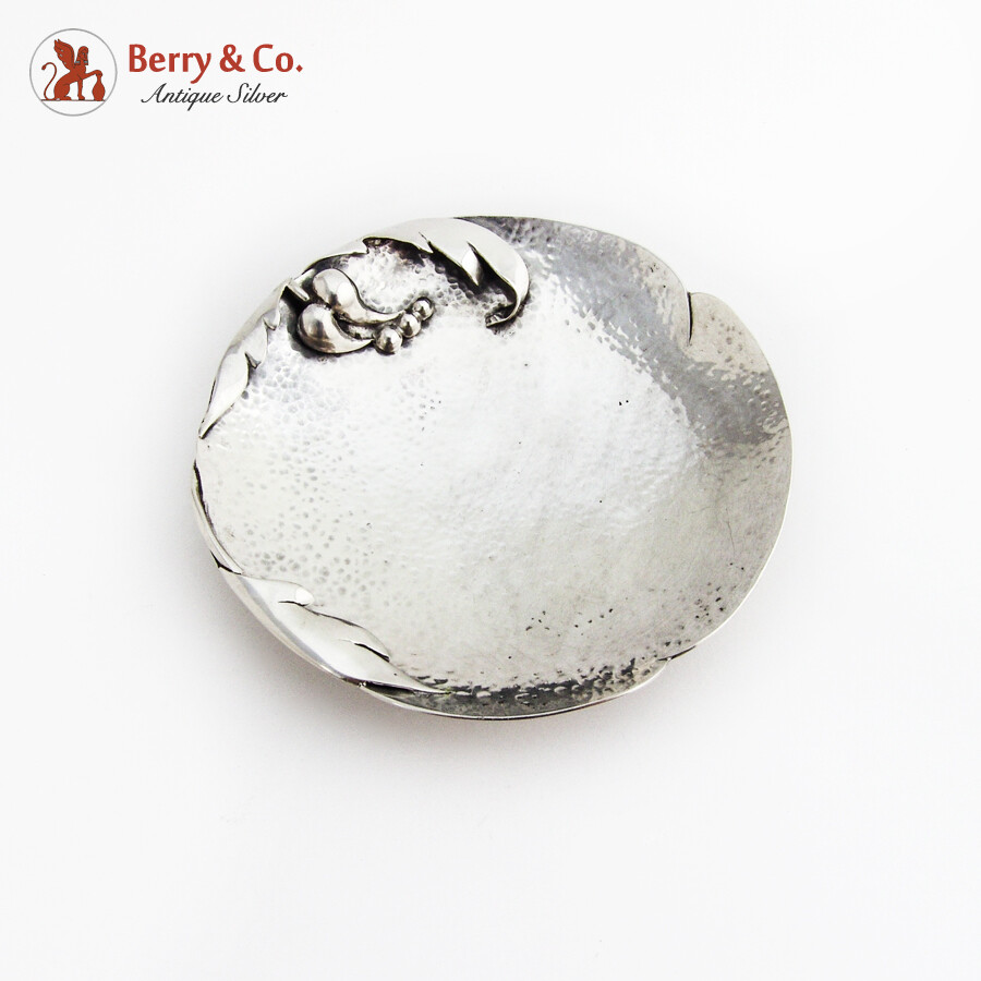 Hand Made Footed Dish Applied Fruit Decorations Sterling Silver Artisan Signed