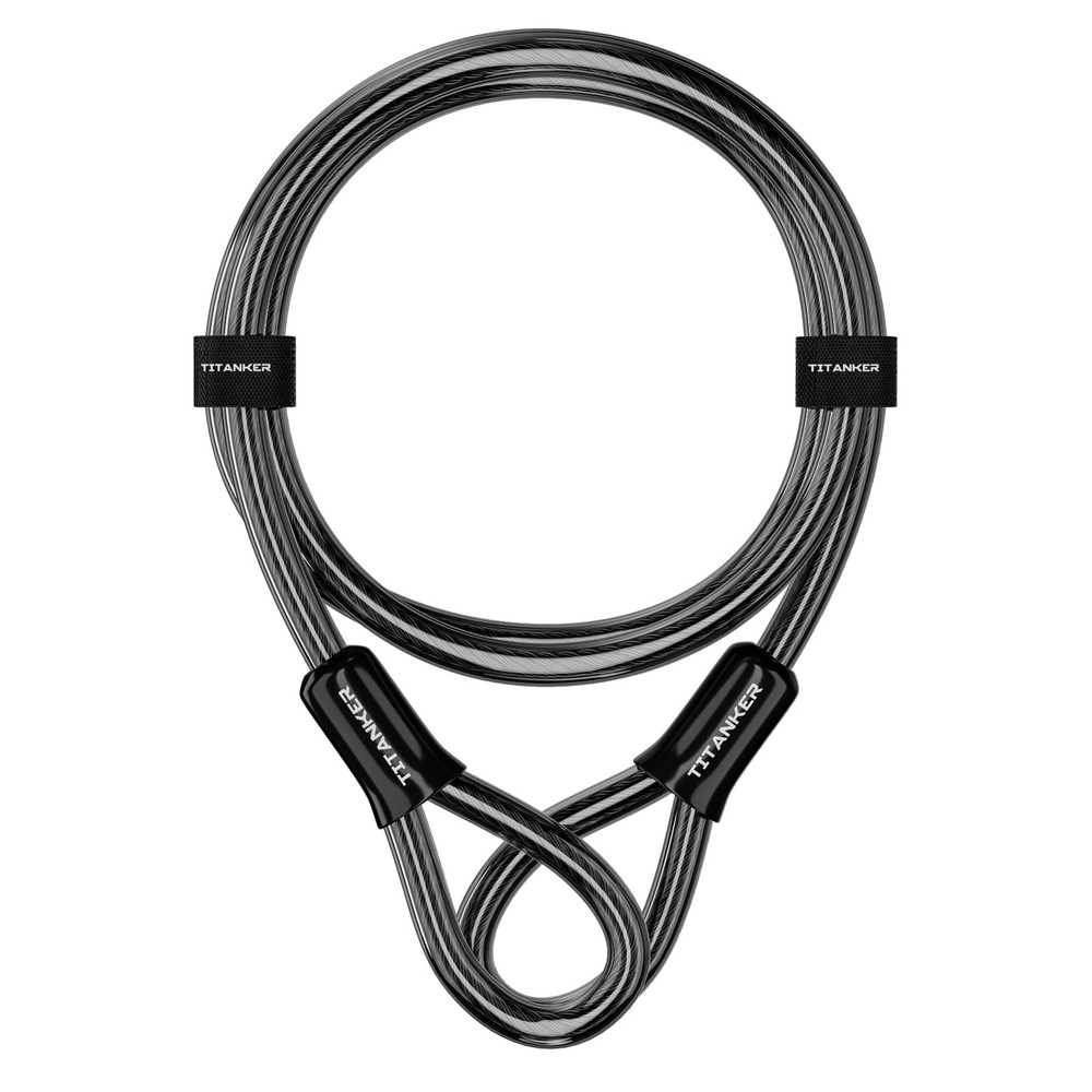 Titanker Bike Lock Cable,12mm Thick Security Cable with Loops 4FT, Black