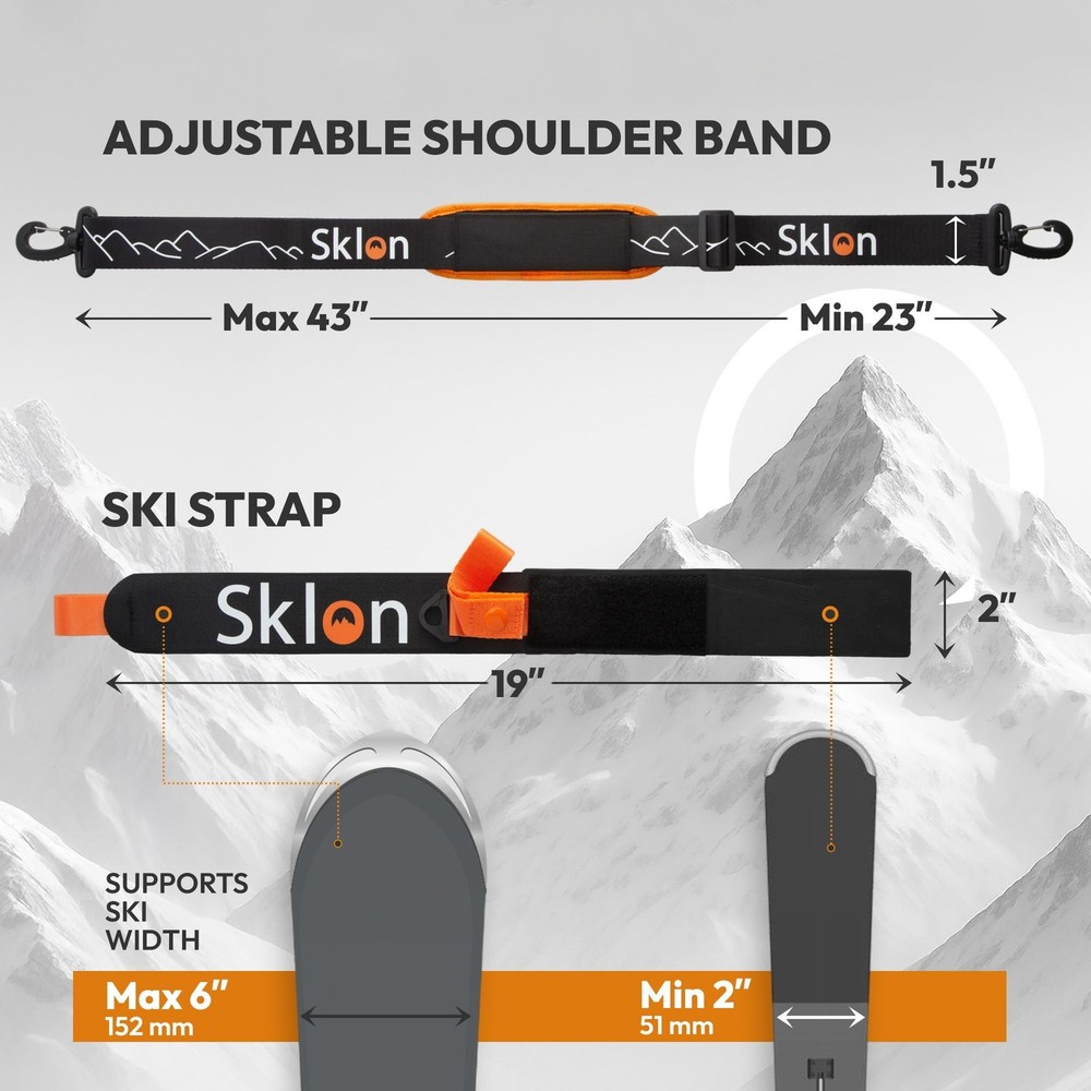 Sklon Ski Strap and Pole Carrier | Avoid The Struggle and Effortlessly Transp...