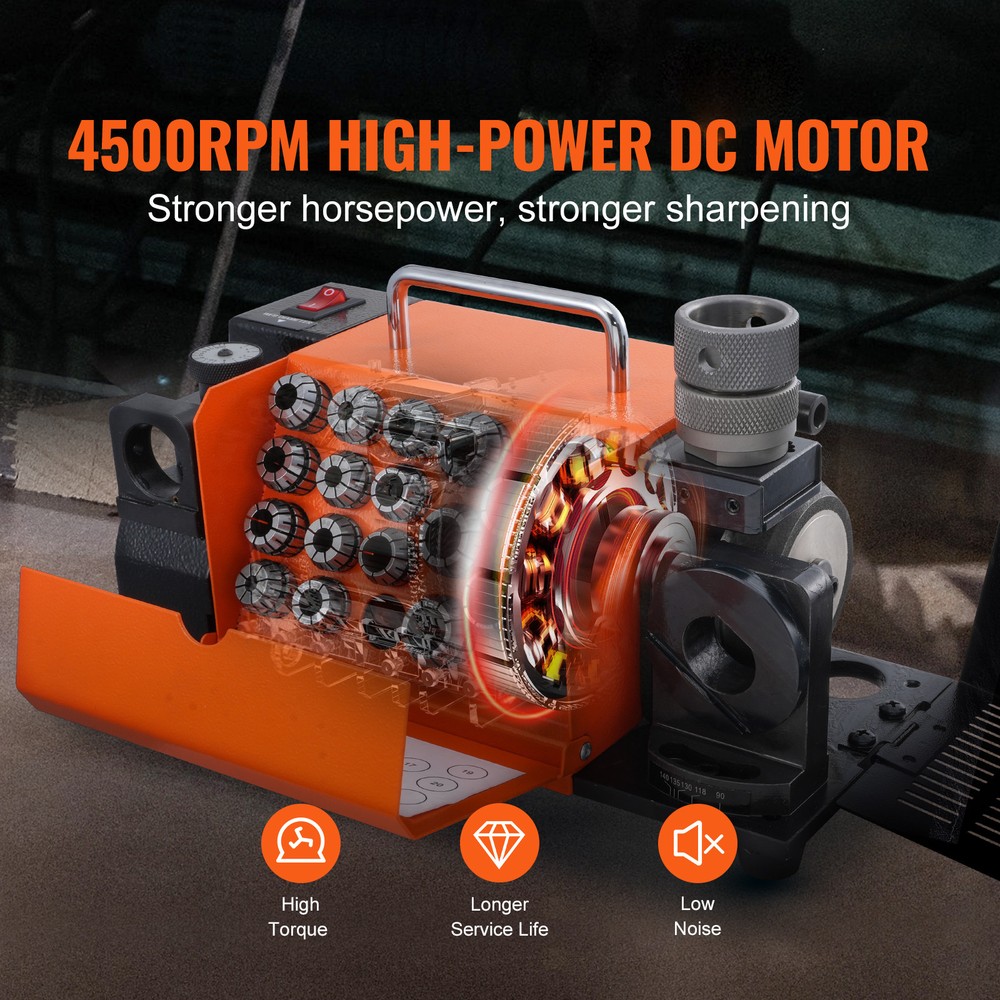 VEVOR MR-20G Drill Bits Sharpener 3-20mm Bits Grinder Sharpener & 18 Collets