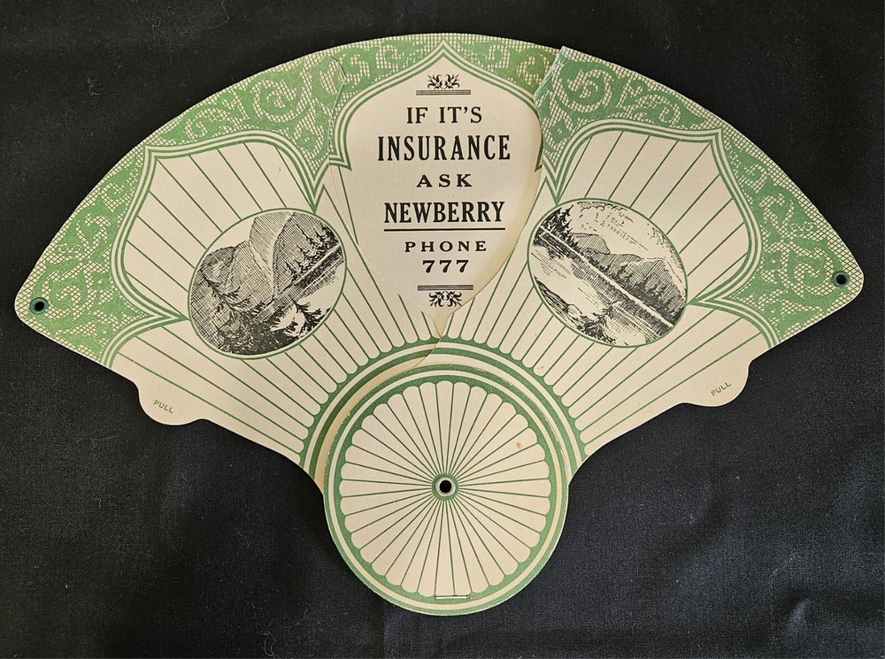 Vintage Trifold Paper Cardboard Hand Held Pull Out Fan