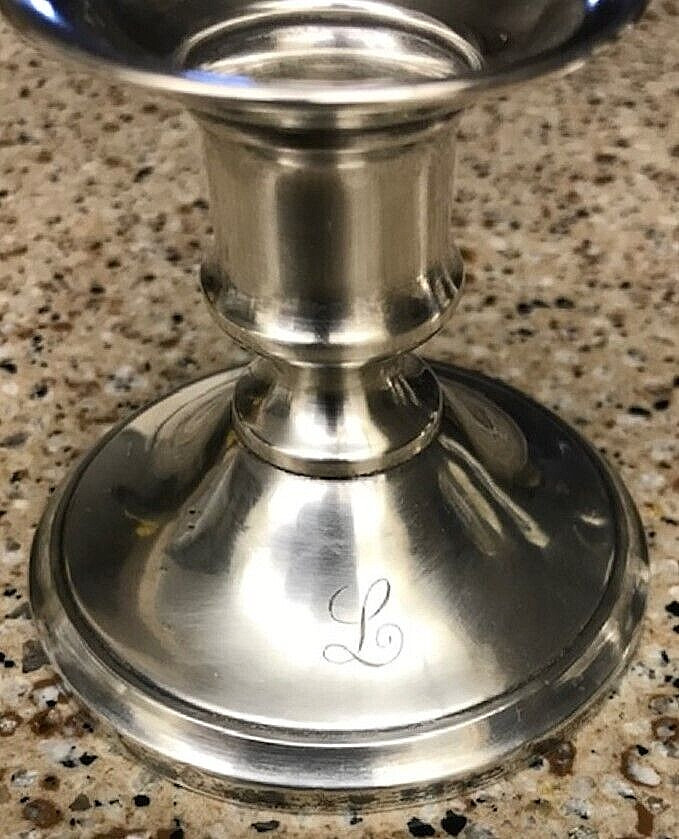Pair Clarence A. Vanderbilt Sterling Candlesticks Monogram “L” BELOW SCRAP
