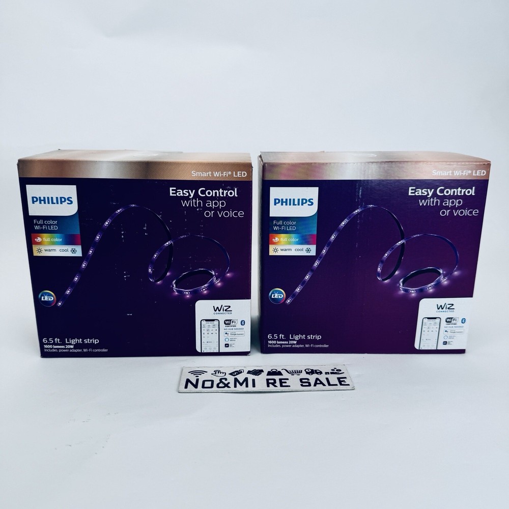 PHILIPS Smart Wi-Fi Wiz Connected Color Dimmable Tunable Light Strip 2 PACK