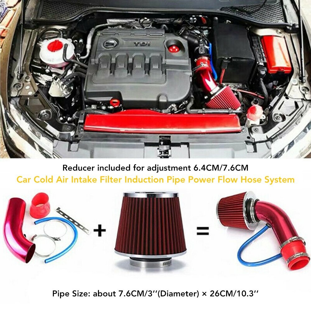 Feed Enclosed Induction Intake Pipe Kit Hose 3" Universal Car Air Cold System US