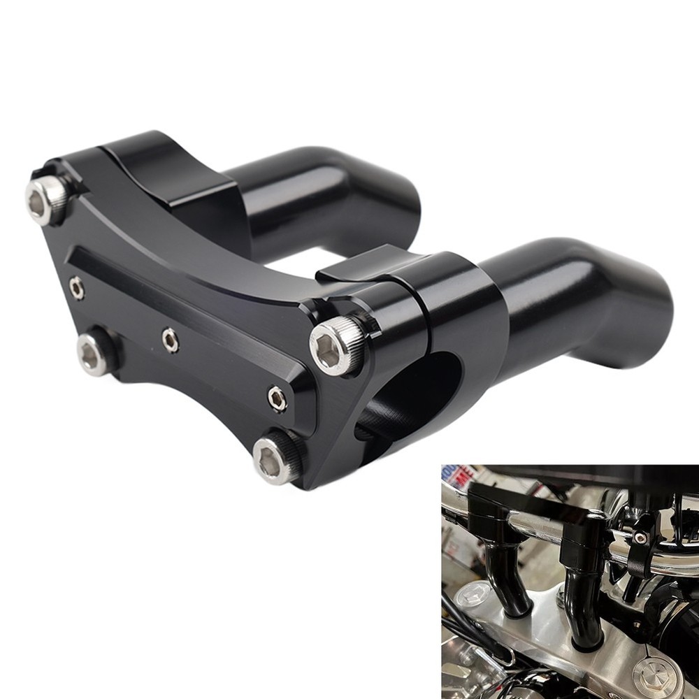 3.5" Handlebar Riser & Top Clamp For Harley Fat Boy Heritage Softail FXST Black