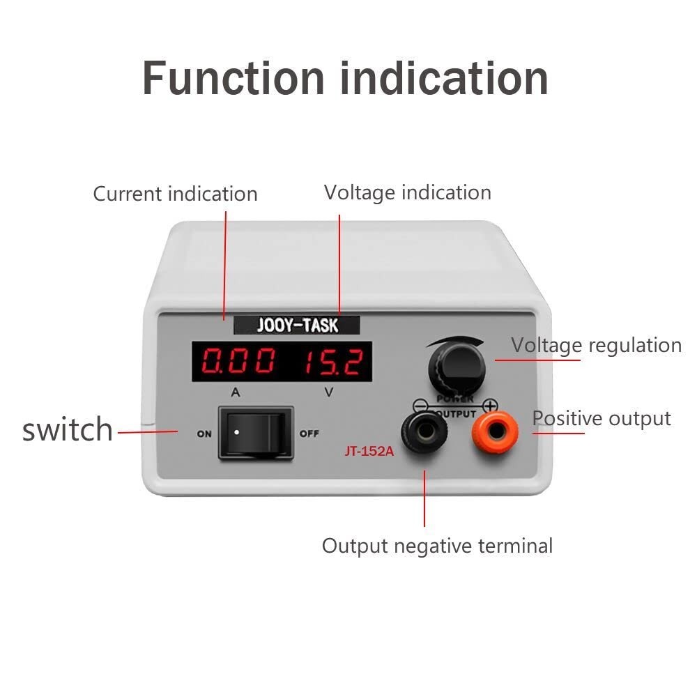 JOOY-TASK Adjustable DC Power Supply Variable Output 13*11.5*5.8CM, white