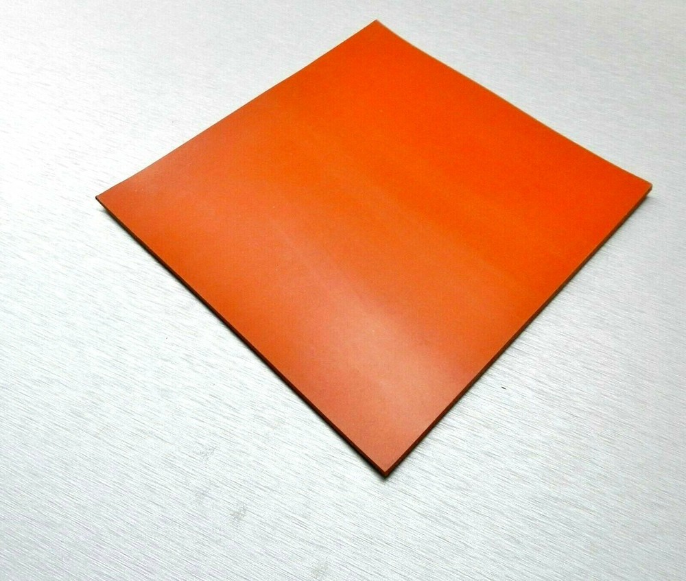 Silicone Rubber Sheet 6x6 x 1/8" High Temp Solid Pad Red/Orange Grade