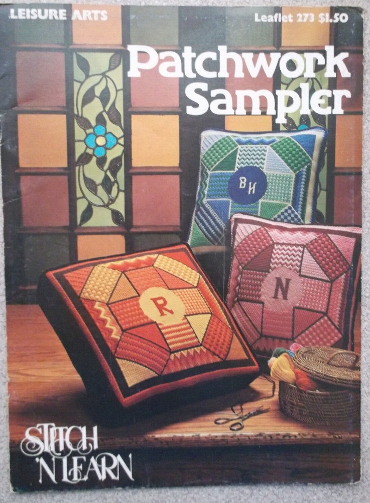 PATCHWORK SAMPLER needlepoint pattern embroidery chart design Leisure Arts 1977