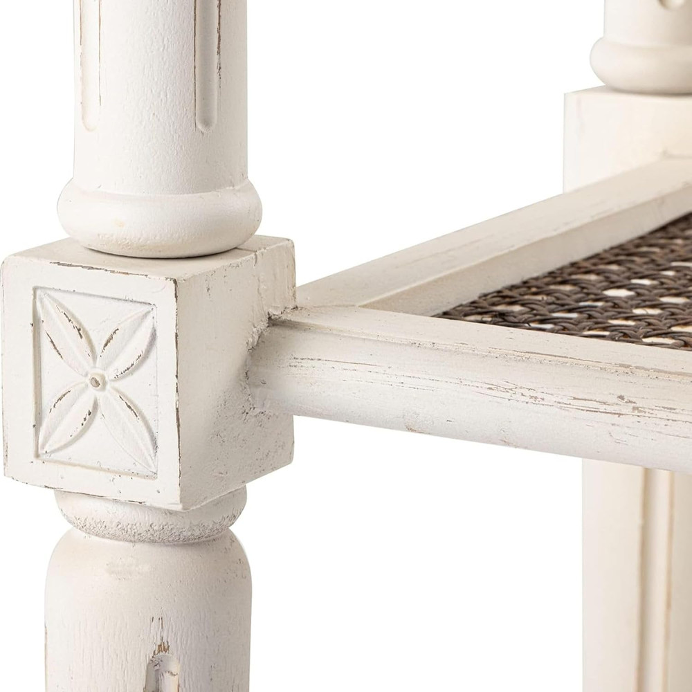 Rustic Farmhouse Cottagecore Accent End Table, Distressed Accent Side Table with