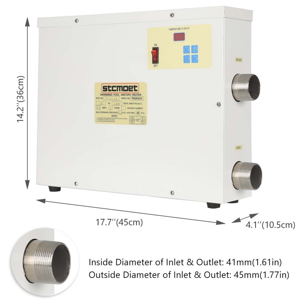 15KW Water Thermostat Heater for Swimming Pool Pond SPA Electric Water Heater