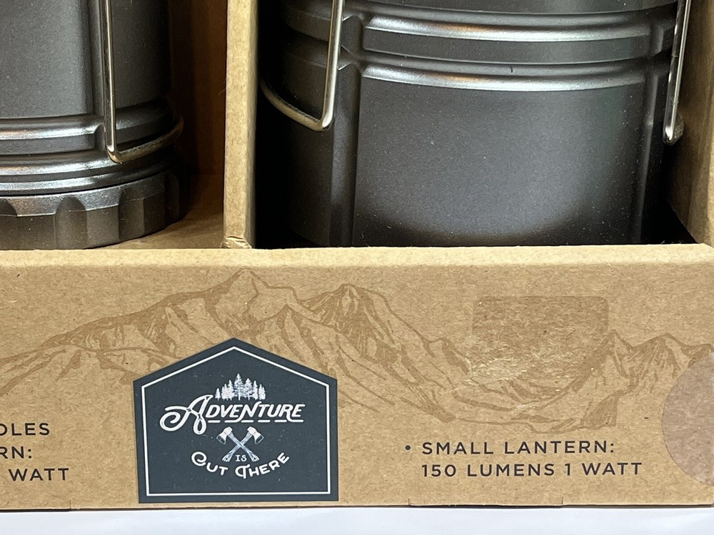 Adventure is Out There ~Collapsible Lantern Set~ 2 LED Silver Camping Lanterns