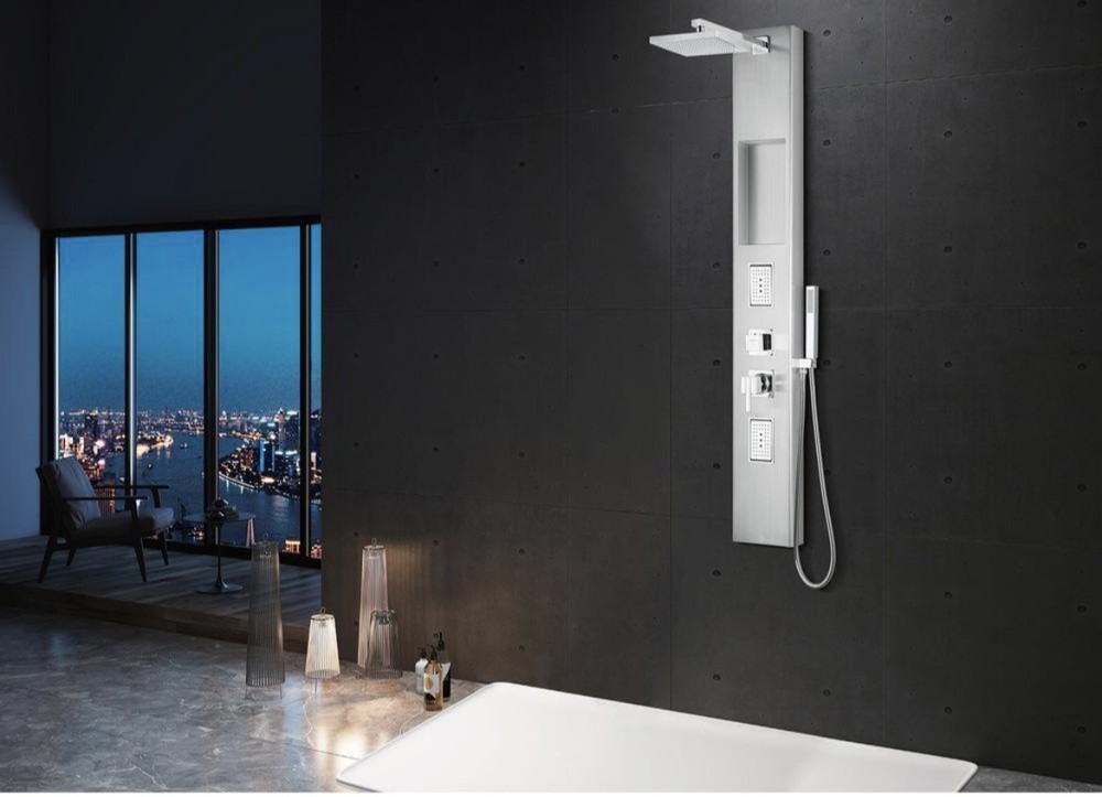 59 in. 2-Jet Multifunction Shower System, Brushed Stainless Steel