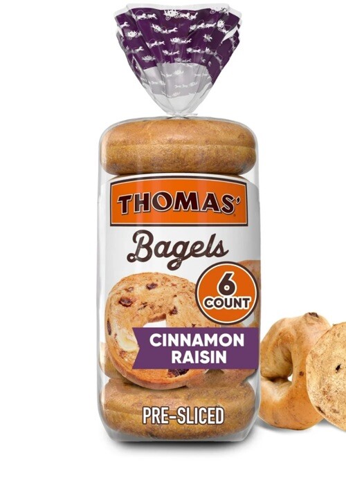 Thomas Cinnamon Raisin Bagels, 6 Count, 20 oz Bag