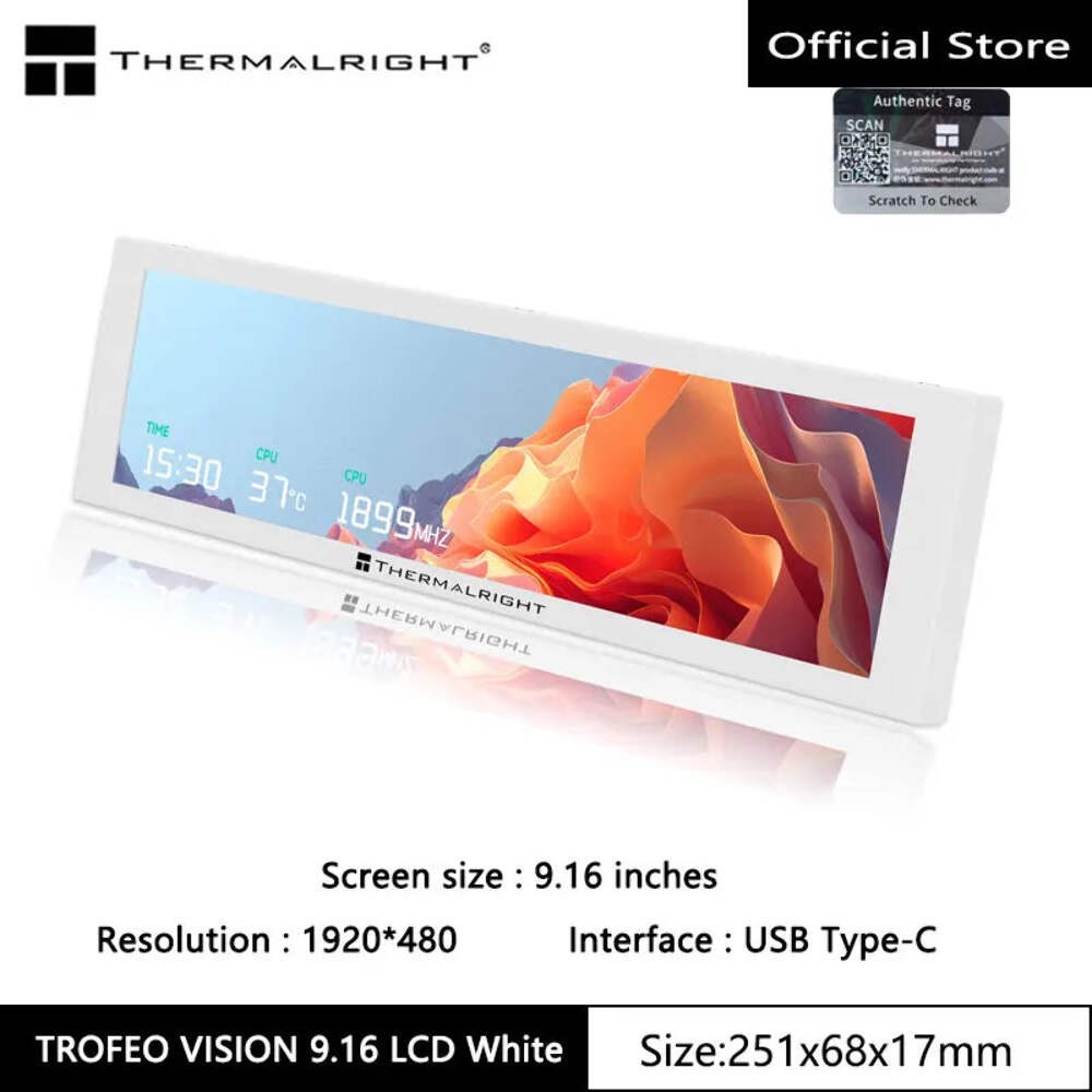 Thermalright TROFEO VISION 9.16” IPS LCD Display | 1920×480 USB-C Screen