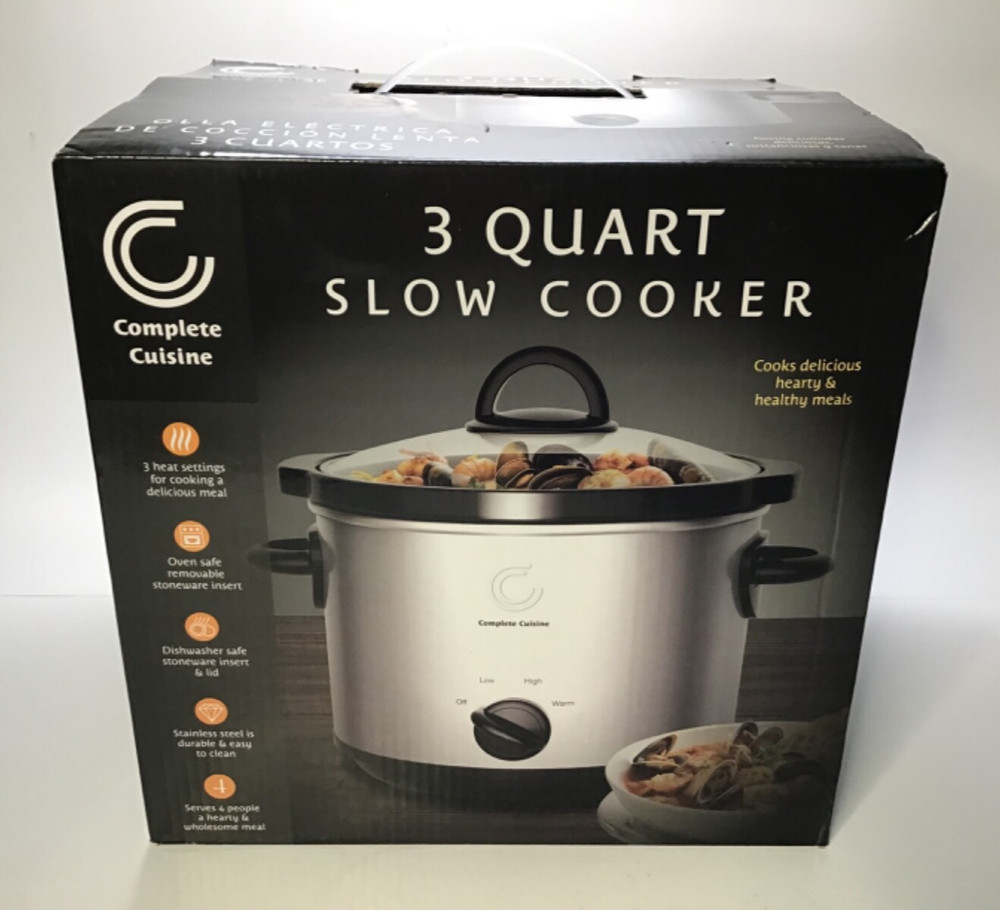 COMPLETE CUISINE; 3 QUART SLOW COOKERN #CC-3000-SL-HDL - NEW