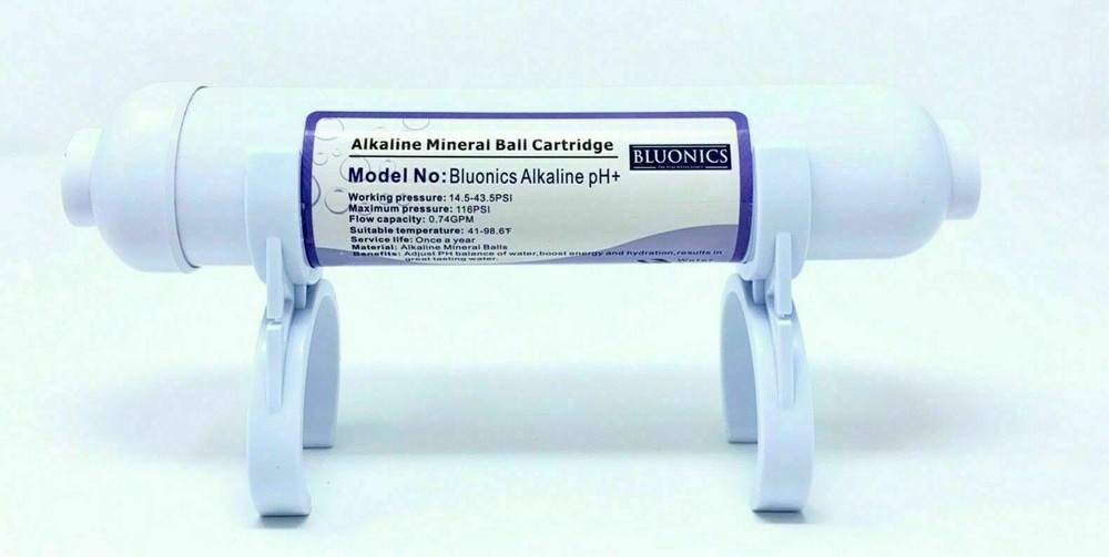PH+ Alkaline Water Filter Cartridge, 10" Inline Quick Connect with Mineral Ball