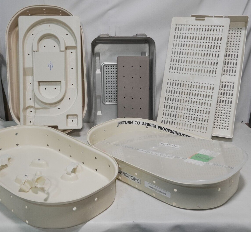 Lot of 9 assorted sterilization trays as pictured
