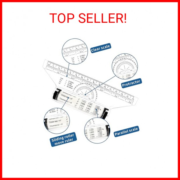 2 Pcs Plastic Measuring Rolling Ruler, 6 Inch Drawing Roller Ruler Parallel Glid