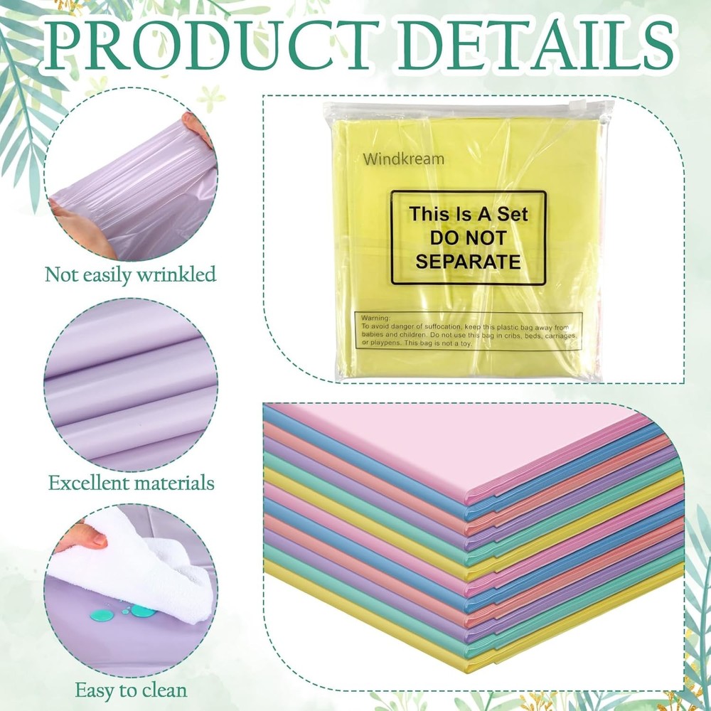 12 Pcs 14 x 108 Inches Easter Spring Pastel Plastic Table Runner Macaron Assorte