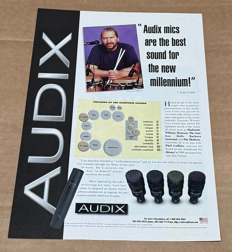 LUIS CONTE - AUDIX MICS - 1999 Print Advertisement