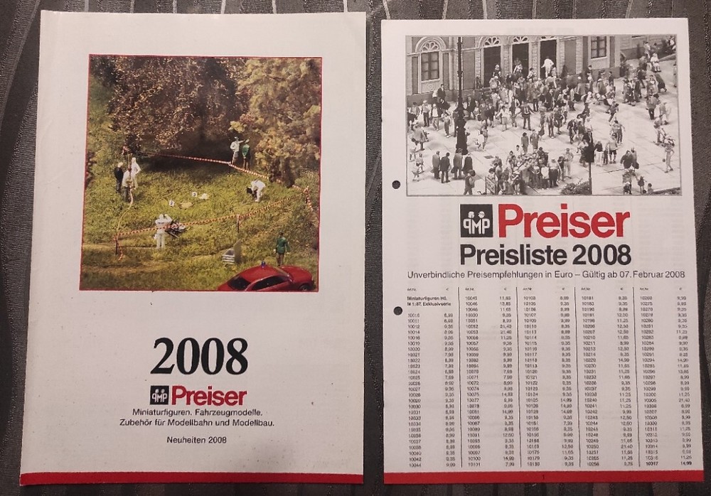 catalogue PREISER 2008 + tariff figures model railway train HO