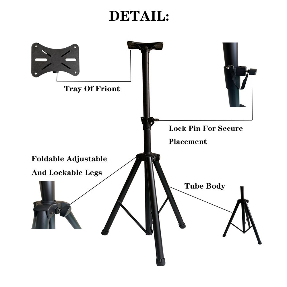 Pair DJs Speaker Stands Universal Height Tripod Mount Holder Adjustable Stands