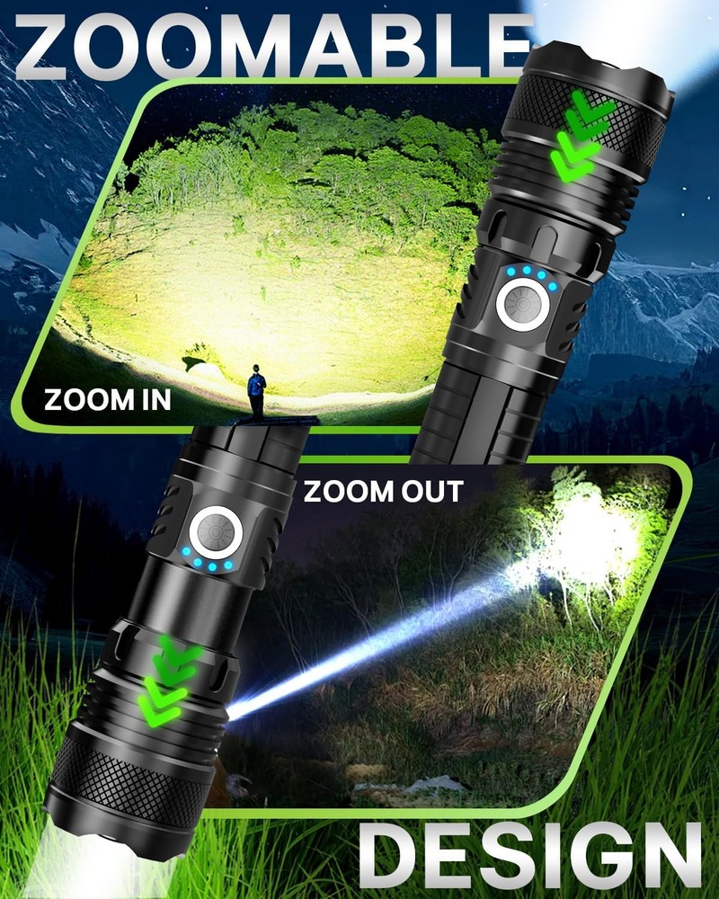 LED Flashlights, High Powered High Lumens Super Bright Tactical Flashlight, R...