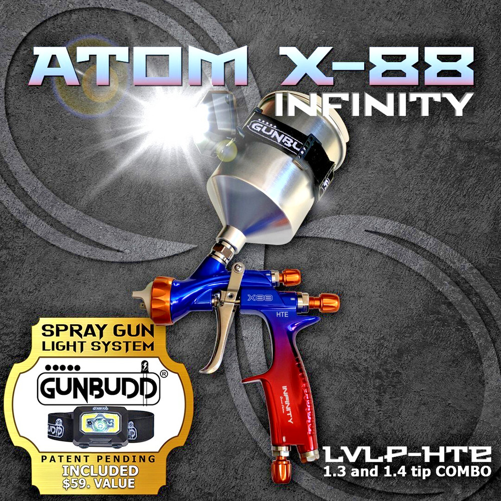 ATOM X88 Infinity LVLP Auto Paint Spray Gun | 1.3 & 1.4mm Tip Combo