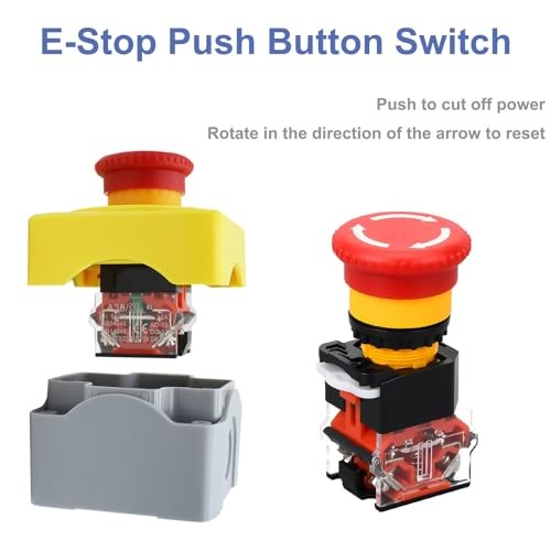 Emergency Stop Button Switch E-Stop Momentary Shut Off Red PushButton Switches