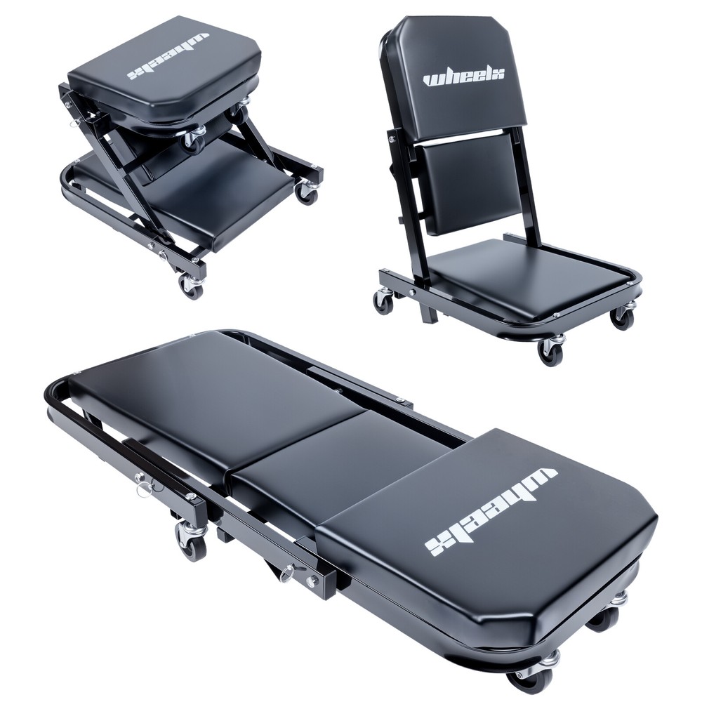 3 in 1 40" Car Foldable Rolling Garage Mechanic Creeper Roller Seat Work Stool