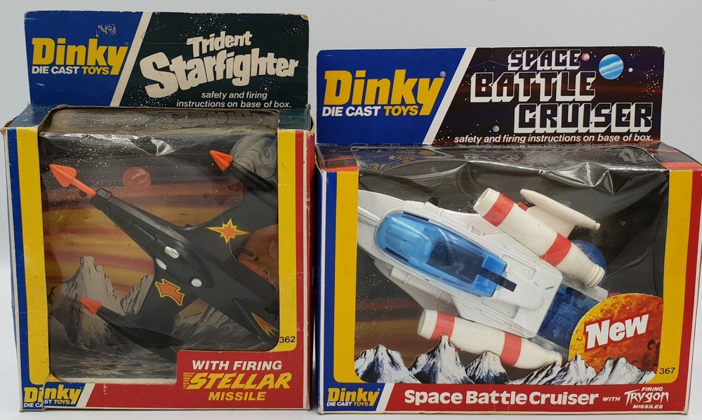 SPACE : SPACE BATTLE CRUISER & TRIDENT STARFIGHTER DINKY MODELS (DRMP)