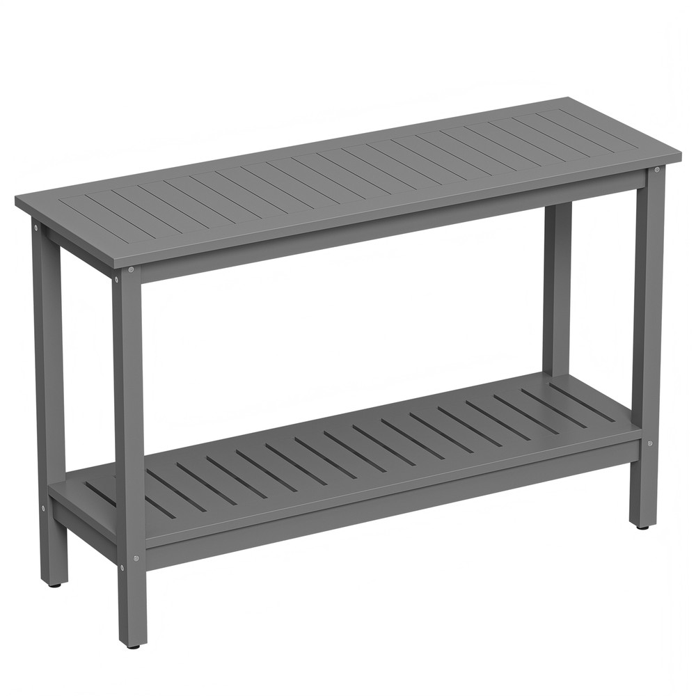 Gray Console Table Indoor Outdoor Multifunctional Buffet Bar Storage Organizer