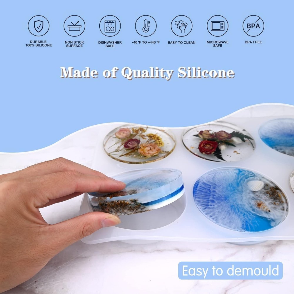 Round Coaster Resin Molds Silicone Deep