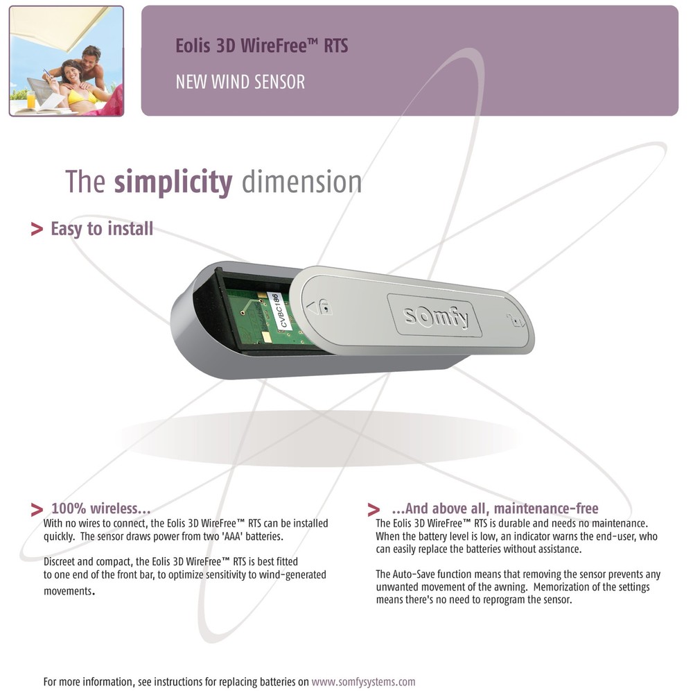Sunsetter Awning Somfy RTS Wind Sensor {NEW}