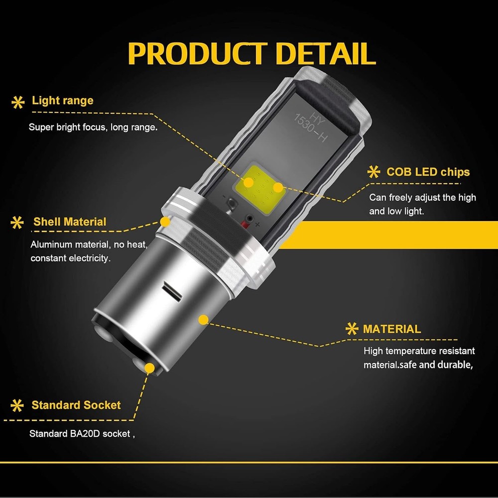 Complete Lighting Solution: 12W BA20D COB LED Bulbs with High/Low Beam Function