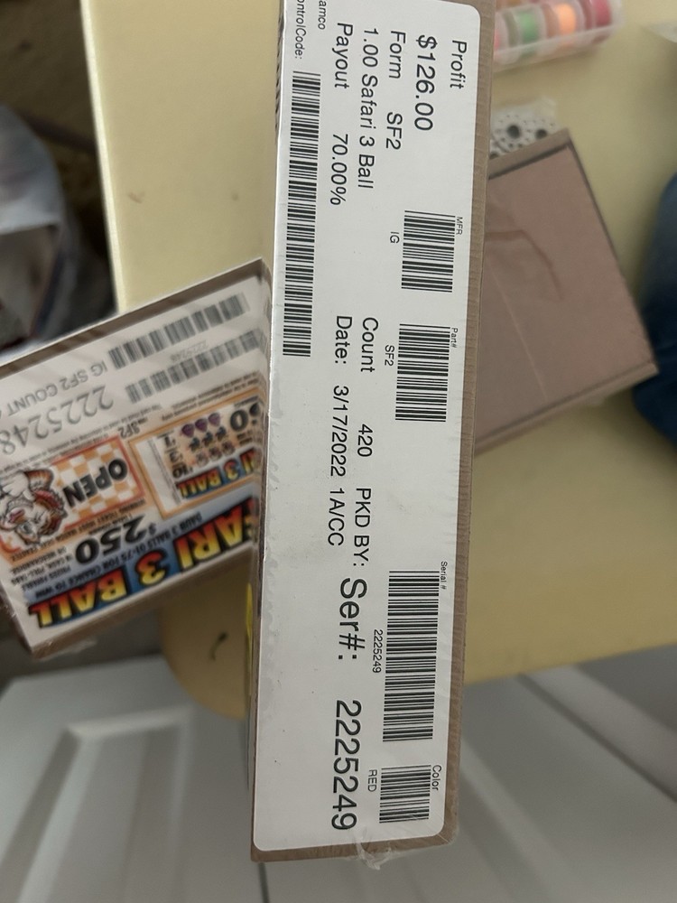 New Safari 3 ball pull tab game