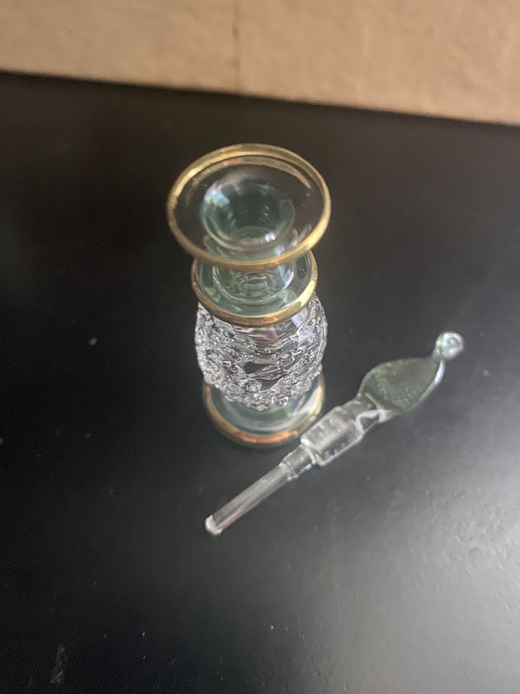 Three Egyptian Hand Blown Green Perfume Bottles with Dabber
