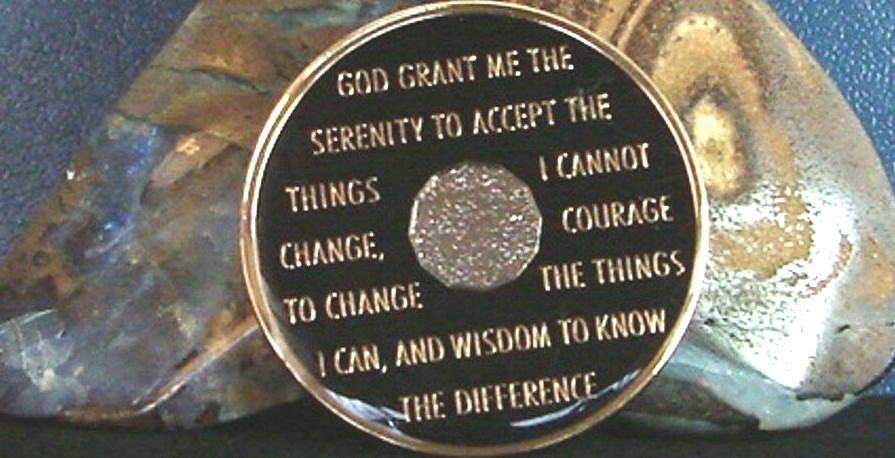 Black Tri Plate Alcoholics Anonymous AA 11 Year Medallion Coin Token Chip Sober