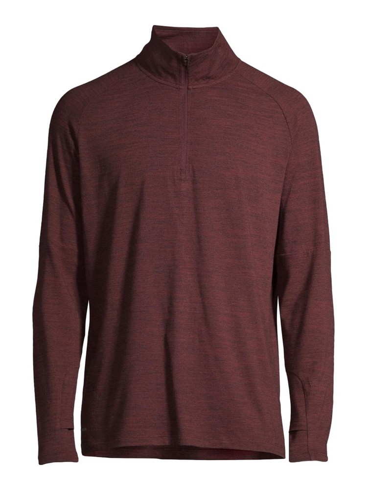 Athletic Works Men's Active Quarter-Zip Pullover, Red Heather, Small (34-36)