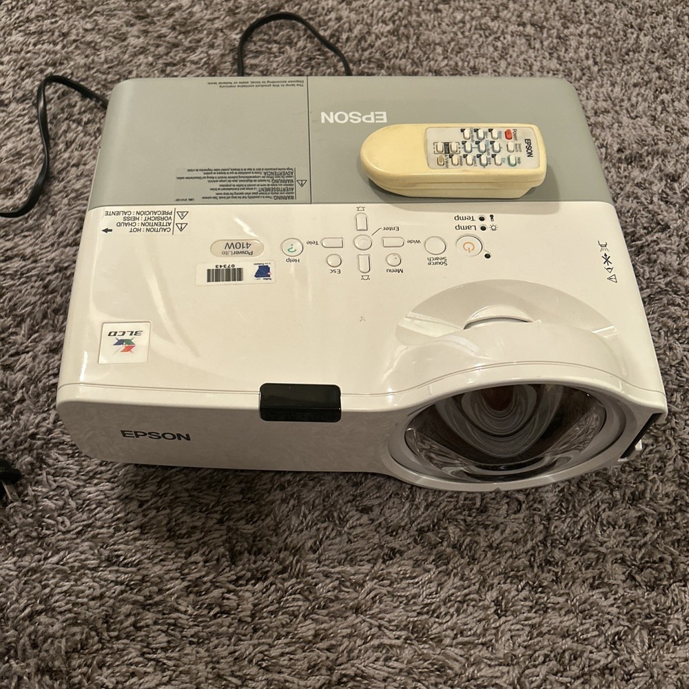 Epson LCD Projector H330A Tested Works With Remote And Cords