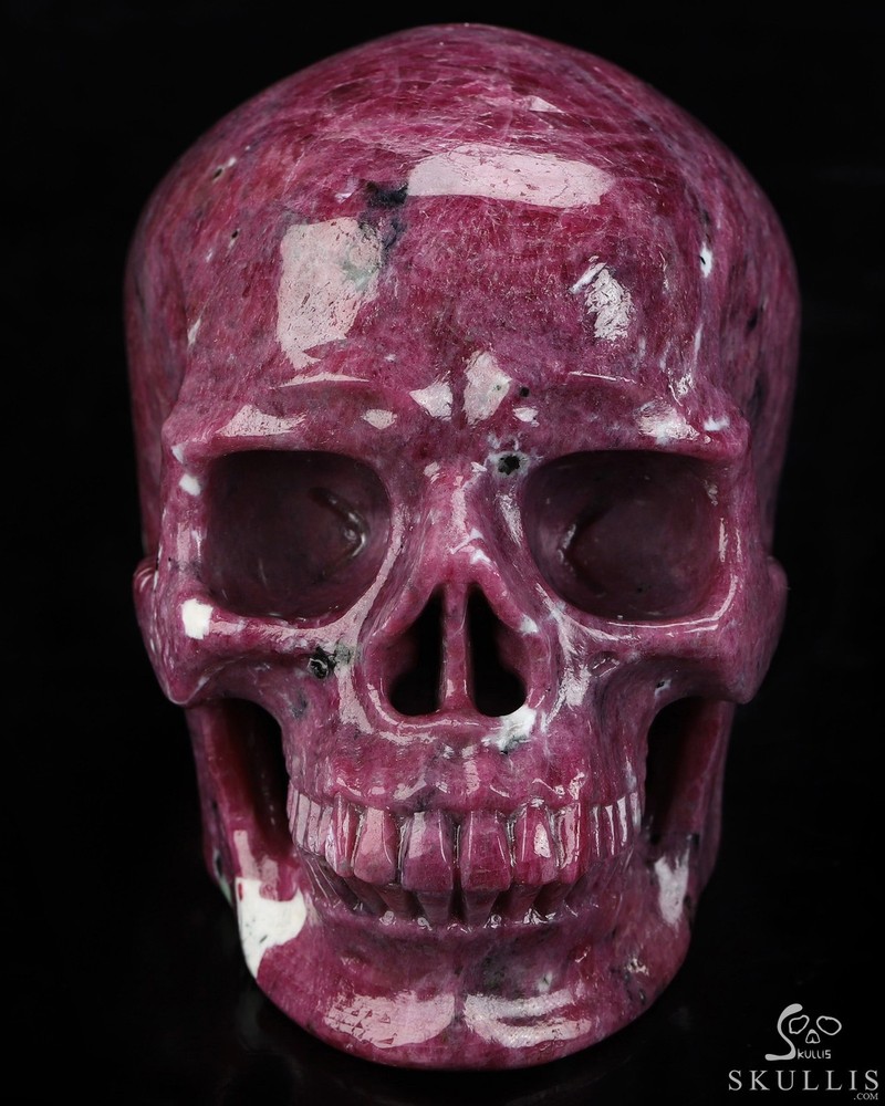 Gemstone 4.3" Ruby Hand Carved Crystal Skull, Super Realistic